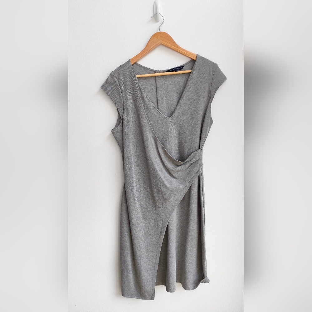 French Connection Grey Wrap Sleeveless Shift Dress Size 14 - Picture 1 of 7